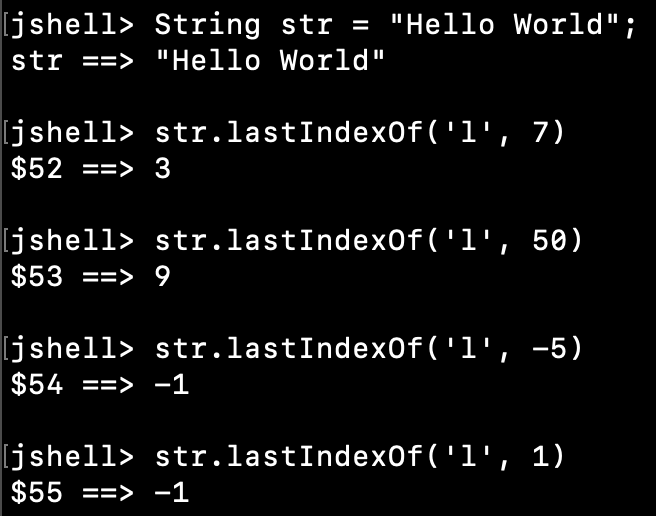 Java String LastIndexOf From Index Examples