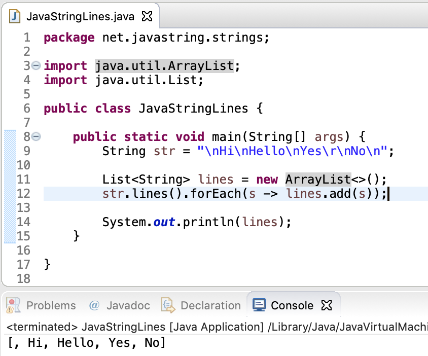 mangel skøn lomme Java String lines() Method to Get the Stream of Lines