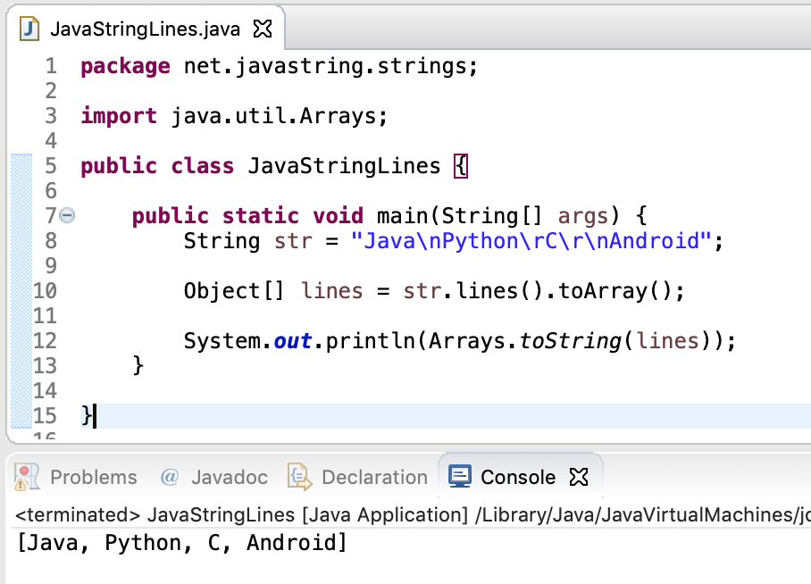 Java String lines() Method to Get the Stream of Lines