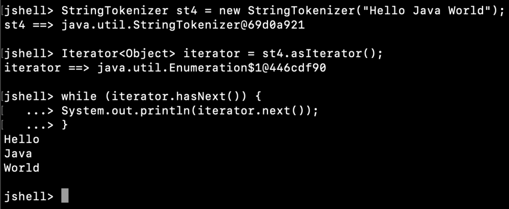 Java StringTokenizer Example