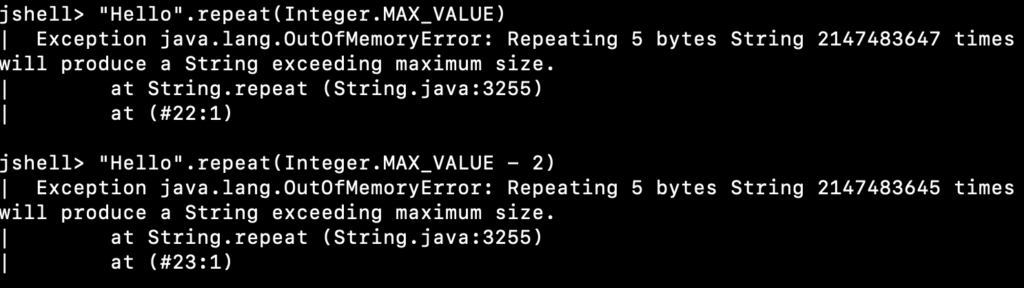 Java String Repeat OutOfMemoryError