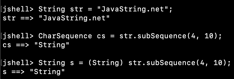Java String SubSequence Example