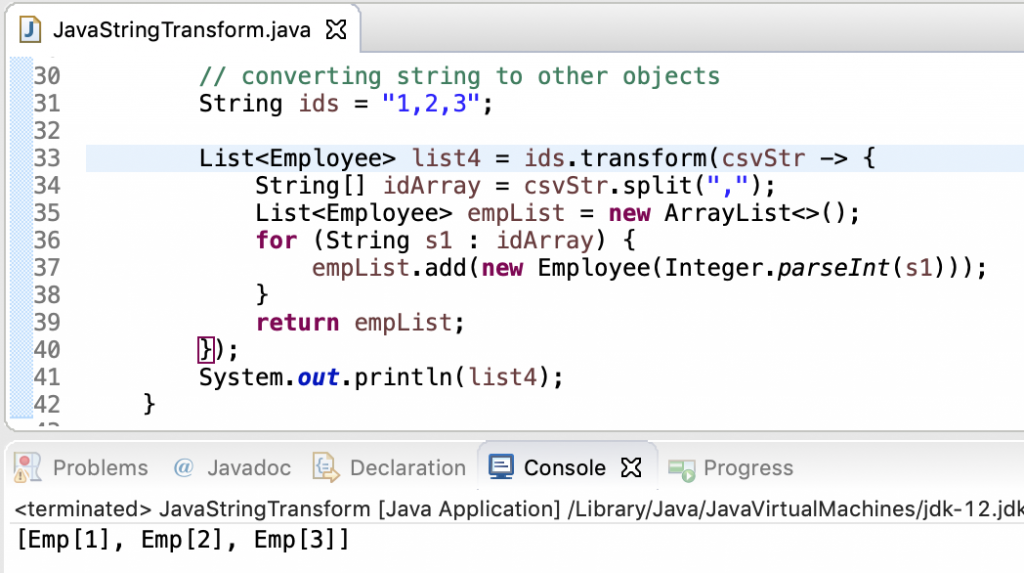 Java String Transform Method