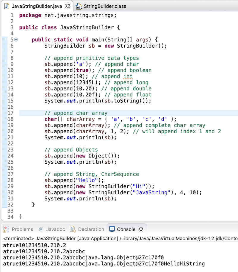 Java StringBuilder Append Example