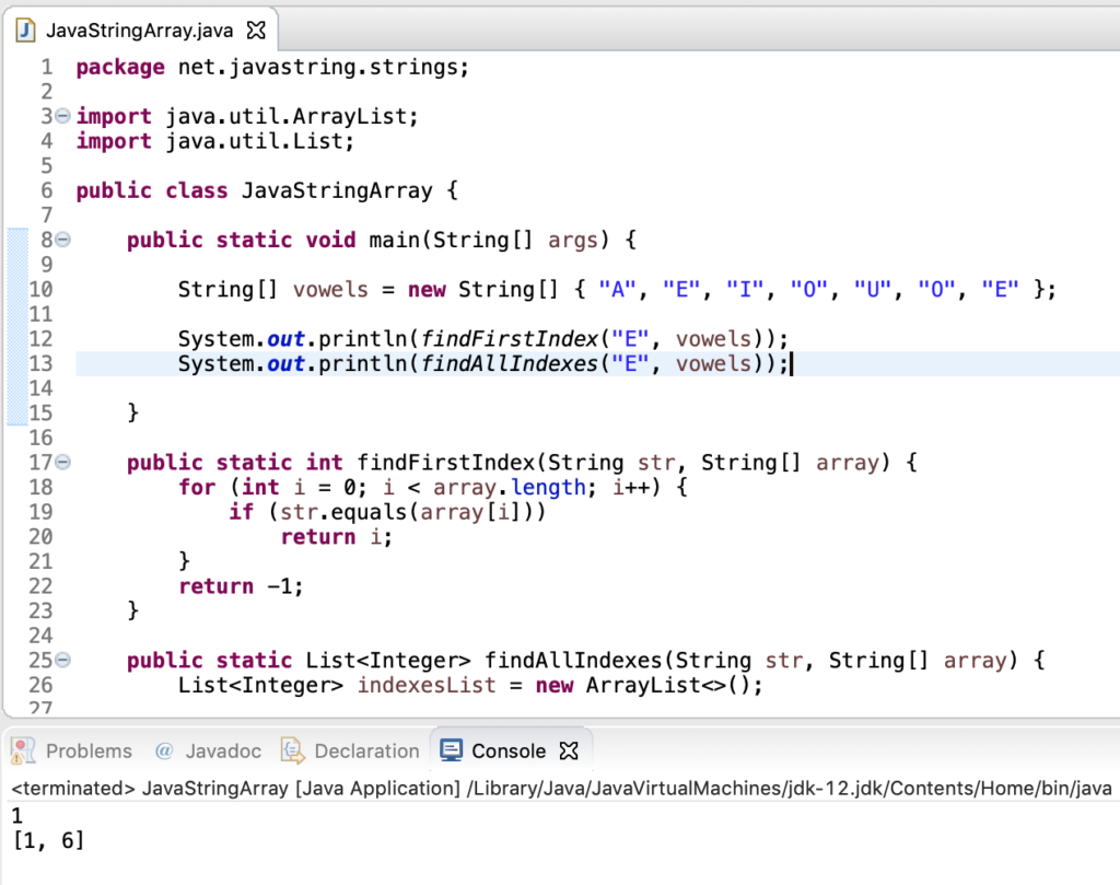 Java String Array Search