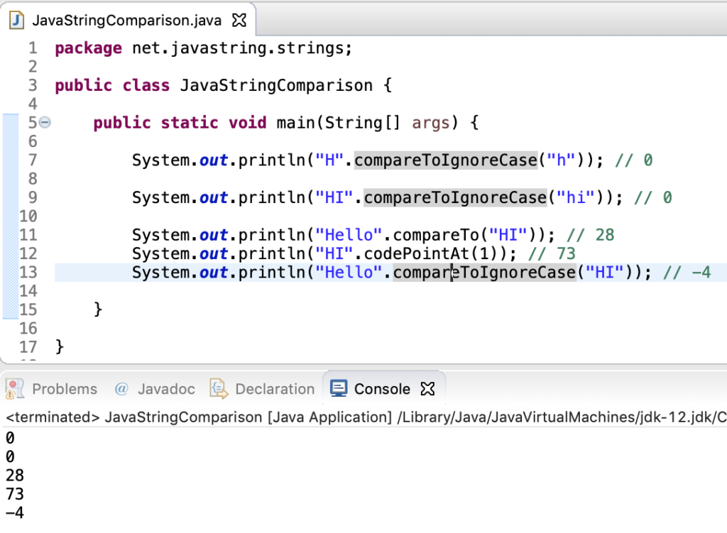 Java String CompareToIgnoreCase