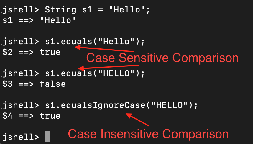 Java String Comparison Equals