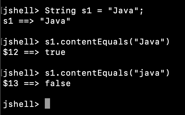 Java String ContentEquals Example