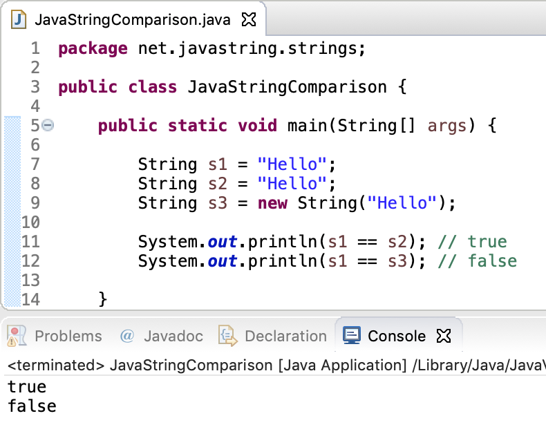 Java String Equality Operator