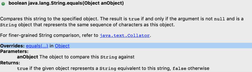 Java String Equals Method