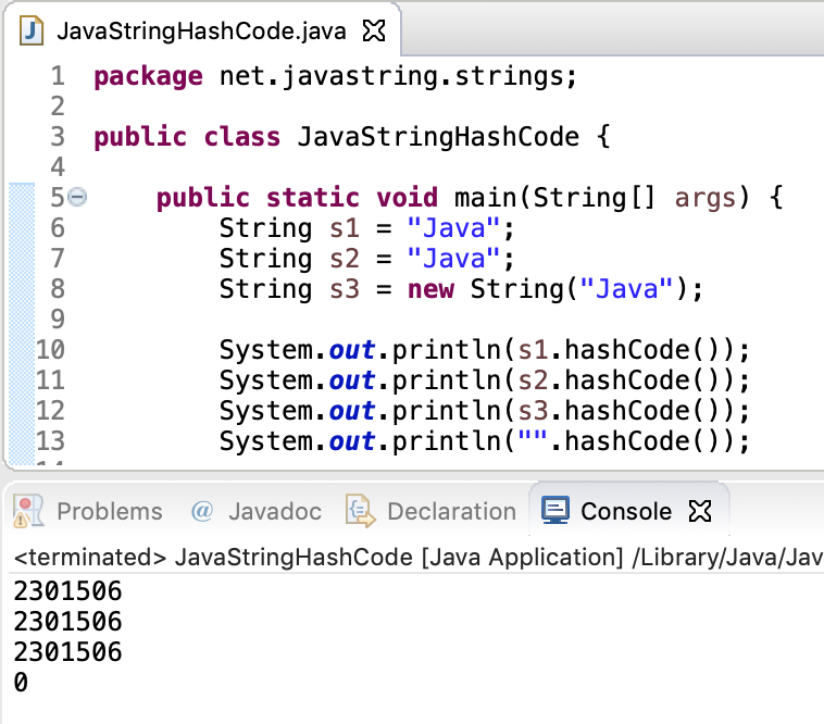 Java String HashCode Example