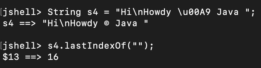 Java String lastIndexOf() Length