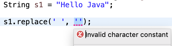 Java String Replace Empty Character Error