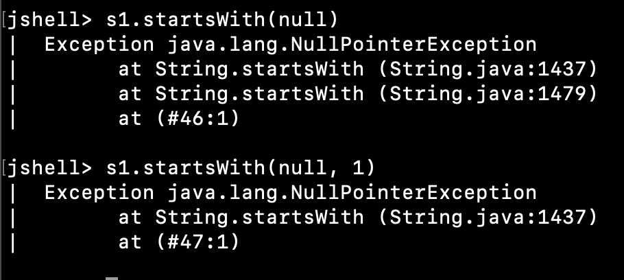 Java String Startswith Nullpointerexception