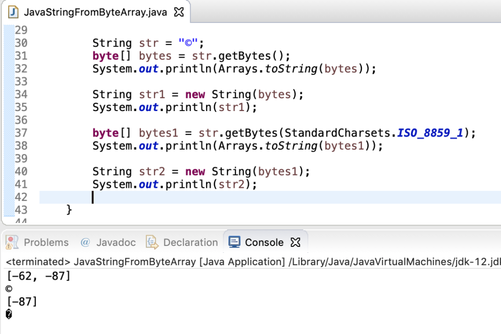 Java String To Byte Array Special Characters