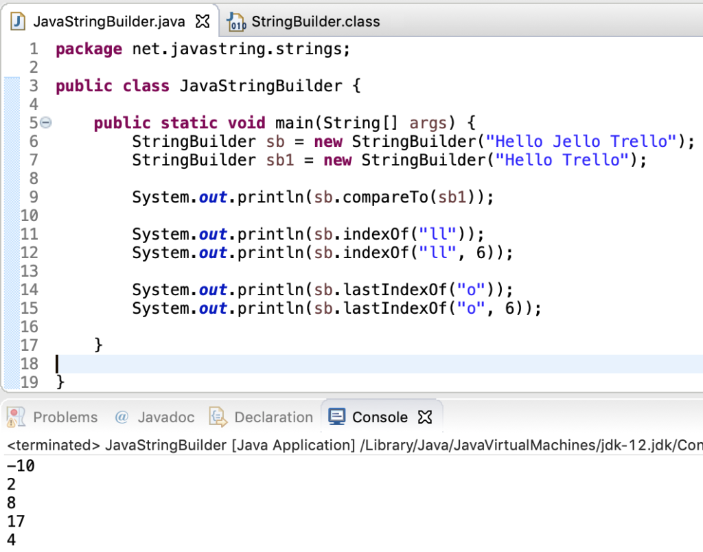 Java Stringbuilder Methods